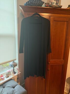 Style & Co. Black Ribbed Open-Front Cardigan Sweater